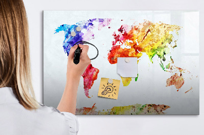 Magnetická psací tabule Barevná mapa světa s fotografiemi