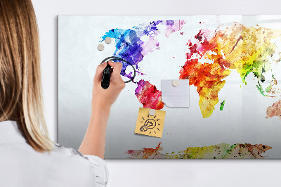 Magnetická psací tabule Barevná mapa světa s fotografiemi