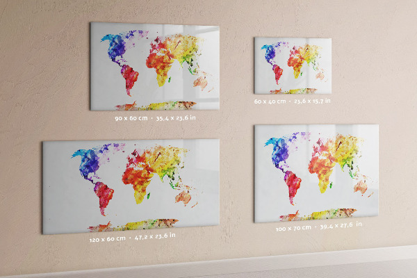 Magnetická psací tabule Barevná mapa světa s fotografiemi