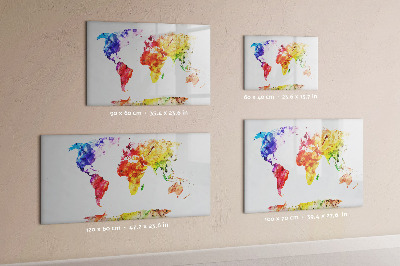 Magnetická psací tabule Barevná mapa světa s fotografiemi