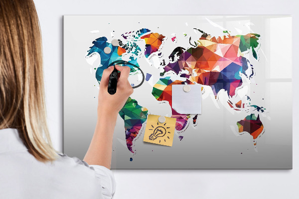 Popisovatelná magnetická tabule Barevná mapa světa s fotografiemi