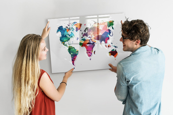 Popisovatelná magnetická tabule Barevná mapa světa s fotografiemi
