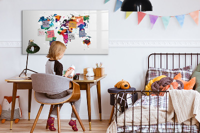 Popisovatelná magnetická tabule Barevná mapa světa s fotografiemi