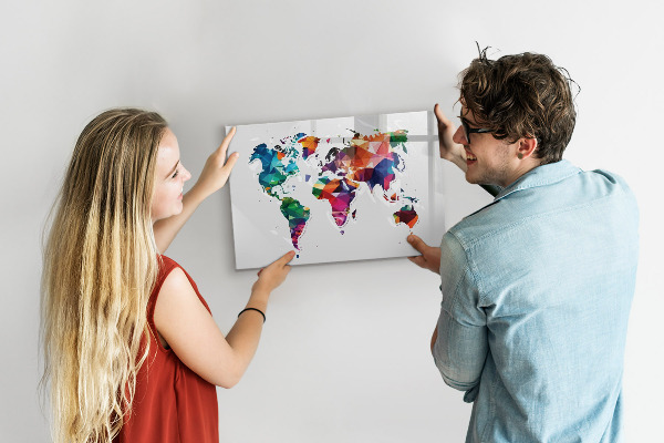 Popisovatelná magnetická tabule Barevná mapa světa s fotografiemi