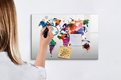 Popisovatelná magnetická tabule Barevná mapa světa s fotografiemi