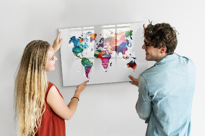 Popisovatelná magnetická tabule Barevná mapa světa s fotografiemi