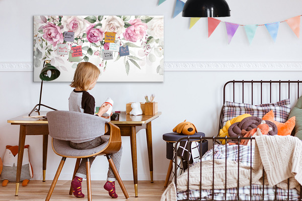 Magnetická psací tabule Květinový panel na fotografie a poznámky