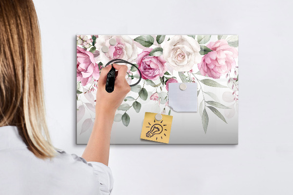 Magnetická psací tabule Květinový panel na fotografie a poznámky