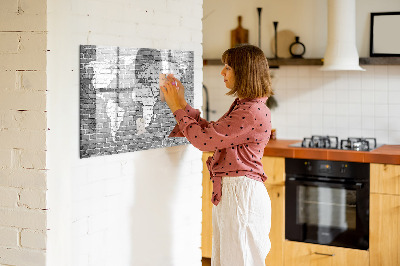 Popisovatelná magnetická tabule Mapa světa s místy, kde se daly pořídit fotografie