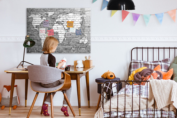 Popisovatelná magnetická tabule Mapa světa s místy, kde se daly pořídit fotografie