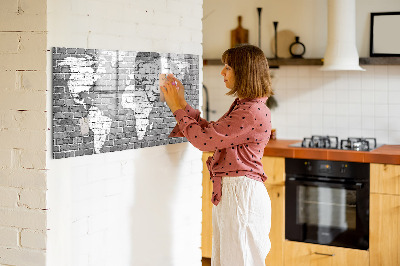 Popisovatelná magnetická tabule Mapa světa s místy, kde se daly pořídit fotografie