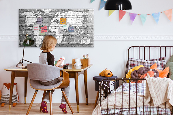 Popisovatelná magnetická tabule Mapa světa s místy, kde se daly pořídit fotografie