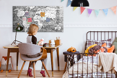 Popisovatelná magnetická tabule Mapa světa s místy, kde se daly pořídit fotografie