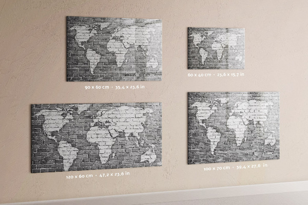 Popisovatelná magnetická tabule Mapa světa s místy, kde se daly pořídit fotografie