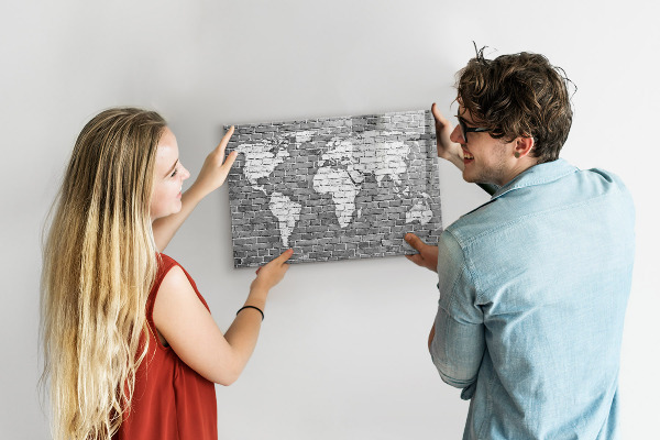Popisovatelná magnetická tabule Mapa světa s místy, kde se daly pořídit fotografie