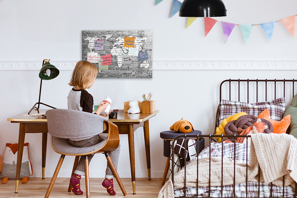 Popisovatelná magnetická tabule Mapa světa s místy, kde se daly pořídit fotografie