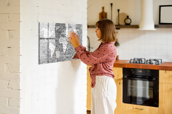 Popisovatelná magnetická tabule Mapa světa s místy, kde se daly pořídit fotografie