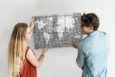 Popisovatelná magnetická tabule Mapa světa s místy, kde se daly pořídit fotografie