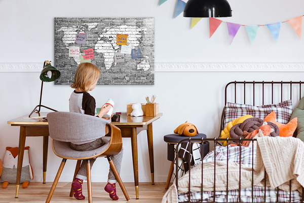 Popisovatelná magnetická tabule Mapa světa s místy, kde se daly pořídit fotografie