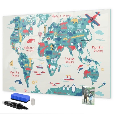 Magnetická psací tabule Interaktivní mapa světa s magnety