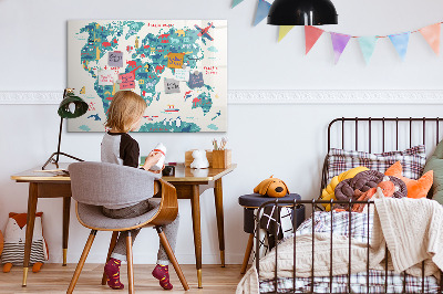 Magnetická psací tabule Interaktivní mapa světa s magnety