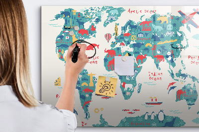 Magnetická psací tabule Interaktivní mapa světa s magnety