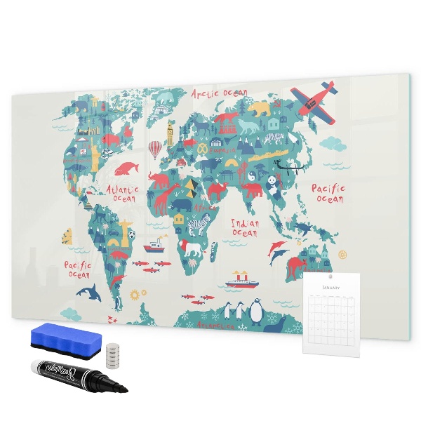 Magnetická psací tabule Interaktivní mapa světa s magnety
