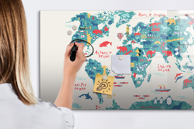 Magnetická psací tabule Interaktivní mapa světa s magnety