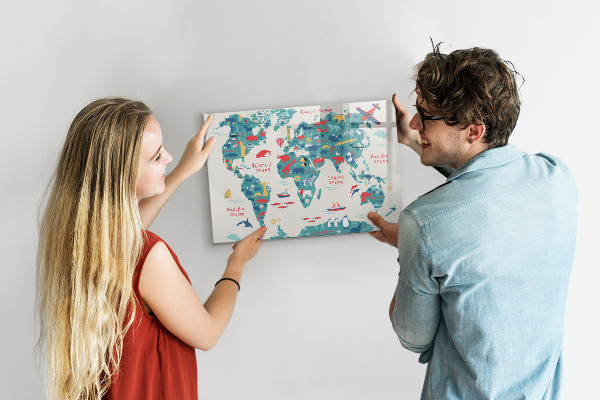Magnetická psací tabule Interaktivní mapa světa s magnety