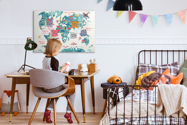 Magnetická psací tabule Interaktivní mapa světa s magnety