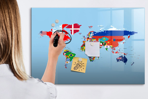 Popisovatelná magnetická tabule Mapa světa s místy a vzpomínkami