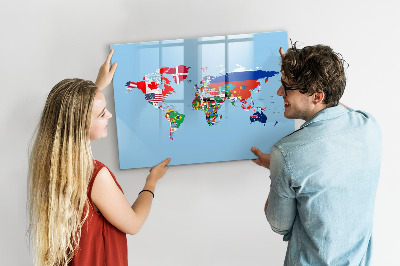 Popisovatelná magnetická tabule Mapa světa s místy a vzpomínkami