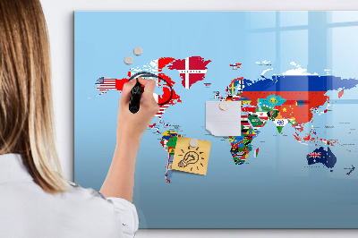 Popisovatelná magnetická tabule Mapa světa s místy a vzpomínkami