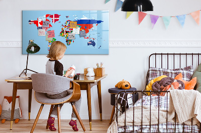 Popisovatelná magnetická tabule Mapa světa s místy a vzpomínkami