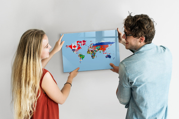 Popisovatelná magnetická tabule Mapa světa s místy a vzpomínkami