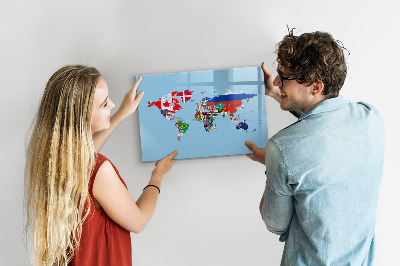 Popisovatelná magnetická tabule Mapa světa s místy a vzpomínkami