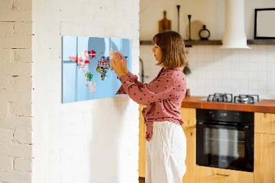 Popisovatelná magnetická tabule Mapa světa s místy a vzpomínkami