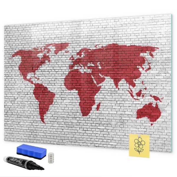 Magnetická psací tabule Mapa světa s místy, kde se daly pořídit fotografie