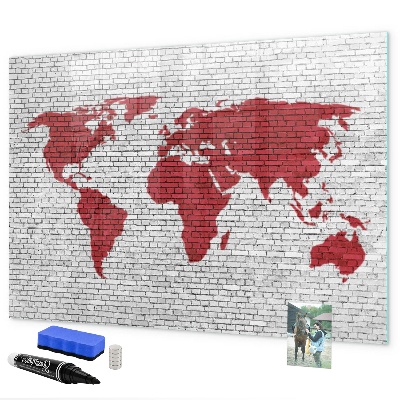 Magnetická psací tabule Mapa světa s místy, kde se daly pořídit fotografie