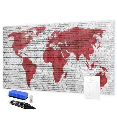 Magnetická psací tabule Mapa světa s místy, kde se daly pořídit fotografie