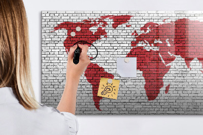 Magnetická psací tabule Mapa světa s místy, kde se daly pořídit fotografie