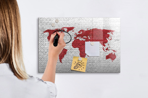 Magnetická psací tabule Mapa světa s místy, kde se daly pořídit fotografie