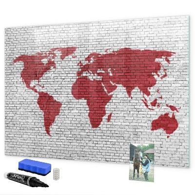 Magnetická psací tabule Mapa světa s místy, kde se daly pořídit fotografie