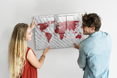 Magnetická psací tabule Mapa světa s místy, kde se daly pořídit fotografie