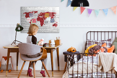 Magnetická psací tabule Mapa světa s místy, kde se daly pořídit fotografie