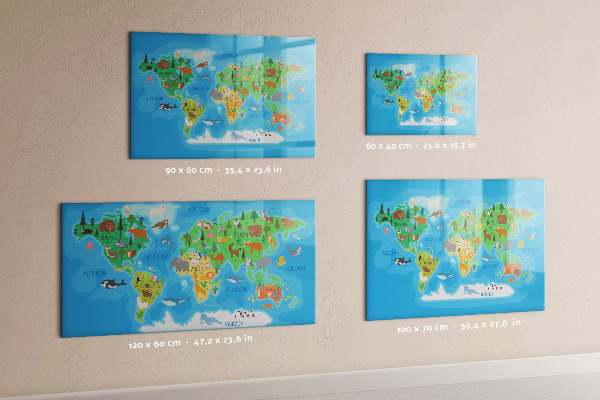 Popisovatelná magnetická tabule Barevná mapa světa s magnety