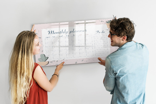 Popisovatelná magnetická tabule Měsíční diář s prostorem pro fotografie
