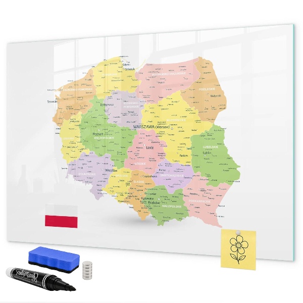 Popisovatelná magnetická tabule Interaktivní mapa Polska pro personalizaci
