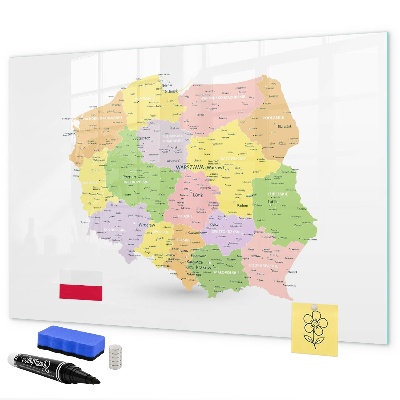 Popisovatelná magnetická tabule Interaktivní mapa Polska pro personalizaci