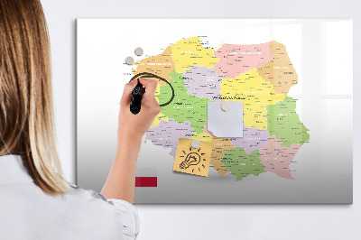 Popisovatelná magnetická tabule Interaktivní mapa Polska pro personalizaci